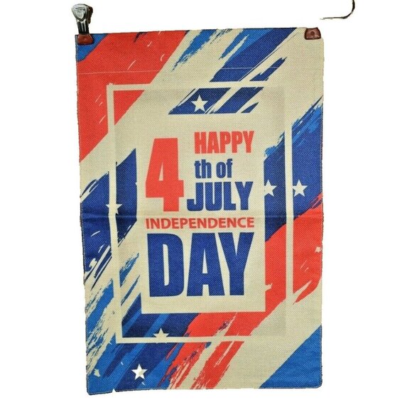 Independence Day 4th of July Double Sided Nylon Burlap 12 x 18 Garden Flag - Picture 1 of 2